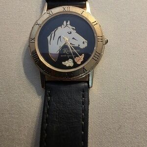 Rushmore black leather watch